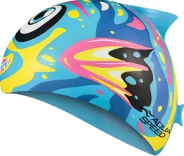 silikonowy-czepek-plywacki-dla-dzieci-kolorowy-na-basen-fish-aqua-speed