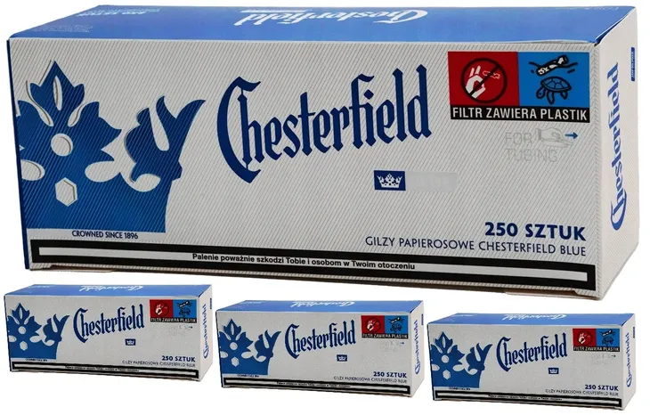Gilzy papierosowe CHESTERFIELD BLUE 250szt X 4