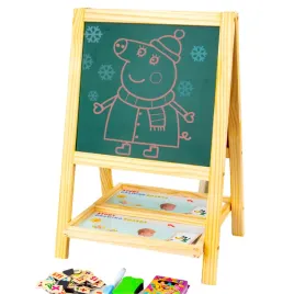 tablica-magnetyczna-dwustronna-drewniana-kreda-gabka-akcesoria