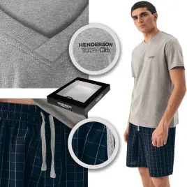 henderson-pizama-meska-krotki-rekaw-premium-wl25-szary-xxl
