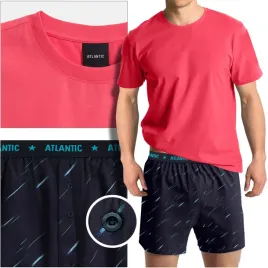 atlantic-pizama-meska-krotka-zestaw-nmp002-koralowy-granatowy-xxl