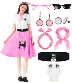 kostium-vintage-lata-50-pudel-spodniczka-koszulka-akcesoria-rozowo-bialy-xl