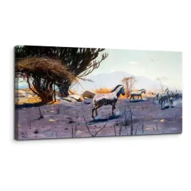 obraz-do-salonu-sypialni-50x100-cm-sawanna-zebry-zwierzeta-wilhelm-kuhnert