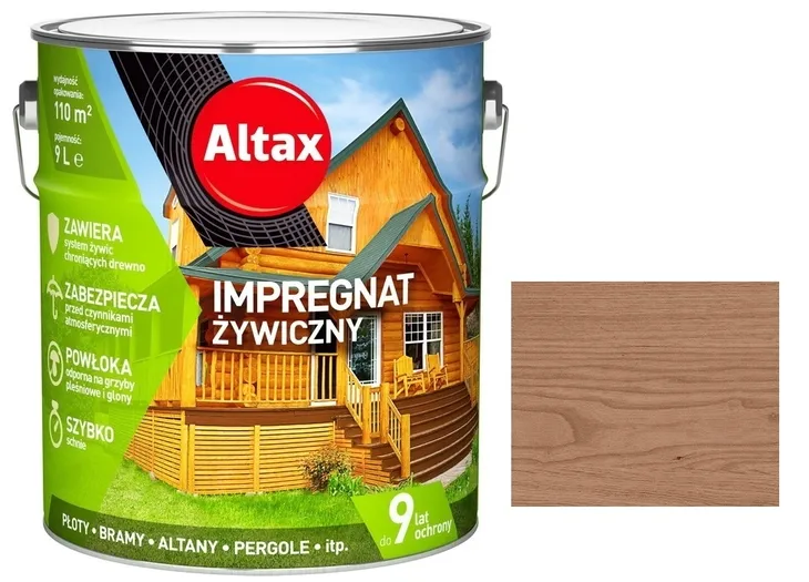 ALTAX IMPREGNAT ŻYWICZNY DO DREWNA 9L - KASZTAN - 9 LAT OCHRONY