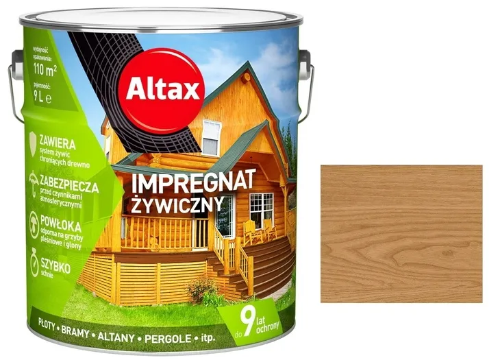 ALTAX IMPREGNAT ŻYWICZNY DO DREWNA 9L - DĄB - 9 LAT OCHRONY