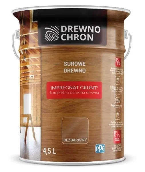DREWNOCHRON IMPREGNAT GRUNTUJĄCY GRUNT R + 4,5L PPG - BEZBARWNY