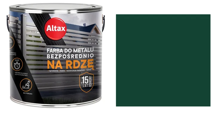 ALTAX FARBA DO METALU BEZPOŚREDNIO NA RDZĘ 2,5L - ZIELONY POŁYSK RAL6005