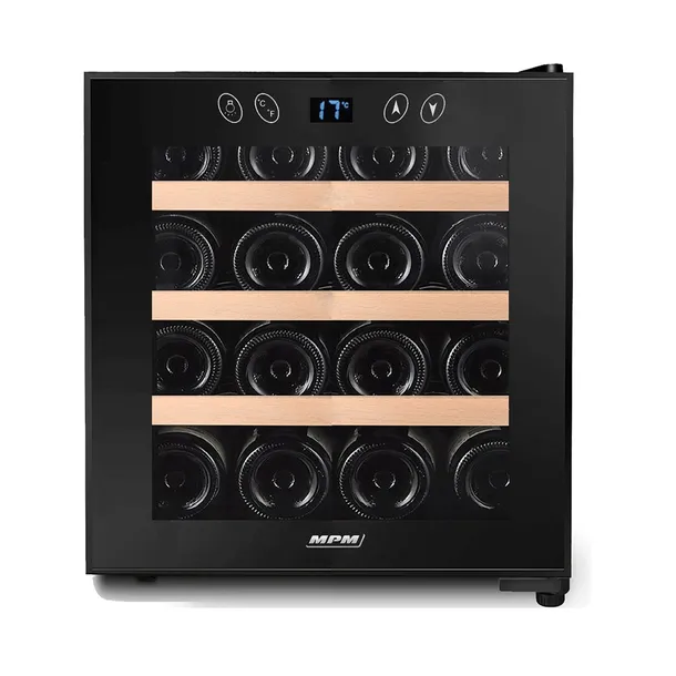 Chłodziarka do wina MPM-48-CW-48 winiarka 45L 16 butelek czarna LCD 3 półki