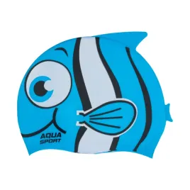 czepek-plywacki-silikonowy-dla-dzieci-na-basen-aqua-sport-junior-fish-blue