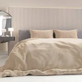 posciel-pluszowa-ciepla-na-zime-minky-kropki-bezowa-160x200cm