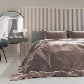 posciel-pluszowa-ciepla-na-zime-minky-kropki-brazowa-160x200cm