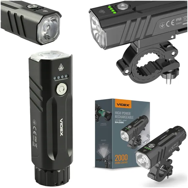 LAMPKA ROWEROWA PRZEDNIA 20W USB SZYBKIE ŁADOWANIE UCHWYT TRWAŁA STROBOSKOP