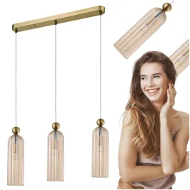 lampa-wiszaca-zlota-potrojna-piega-3xe14-szklo-amber-bursztynowe