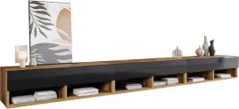 nowoczesna-szafka-rtv-300-cm-bezuchwytowa-wotan-mat-czarny-polysk-z-led