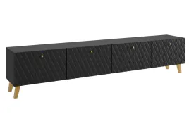 szafka-rtv-190-cm-czarny-do-salonu-zlote-nozki-i-uchwyty-fronty-mdf-romby