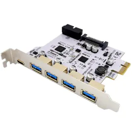 karta-adapter-do-komputera-pci-pcie-1x-na-4x-usb-a-1x-usb-c-3-1-gen1-biala