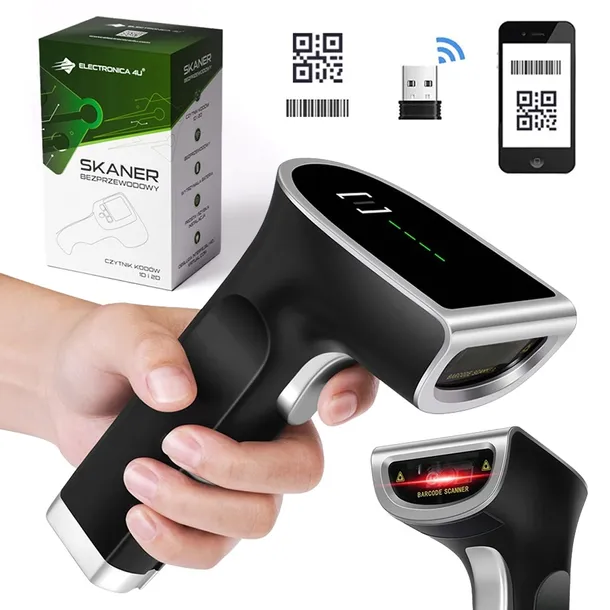 Bezprzewodowy skaner czytnik kodów kreskowych QR 1D 2D USB 6700DW