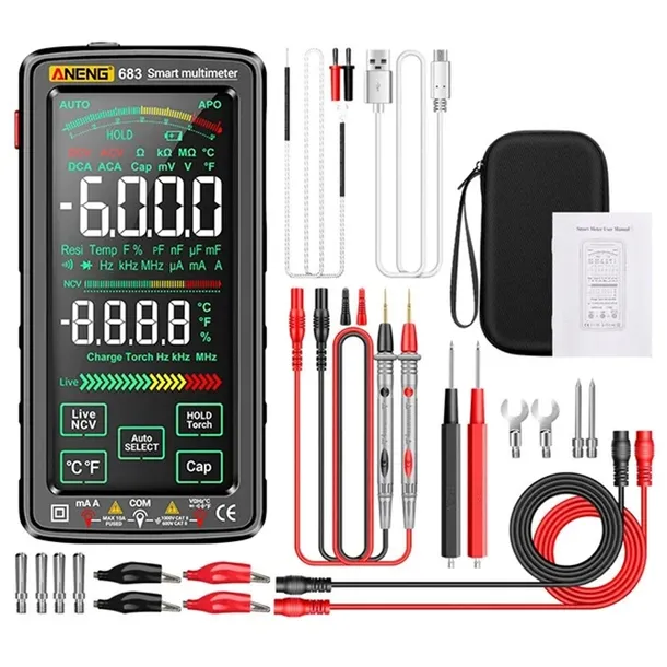 Cyfrowy multimetr miernik uniwersalny ekran dotykowy 0-1000V 0-10A Aneng