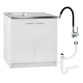 biala-szafka-kuchenna-stojaca-80-cm-zlew-ociekacz-bateria-elastyczna-czarna