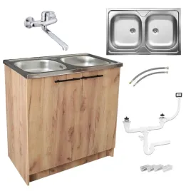 szafka-kuchenna-dab-zloty-80-zlew-2-komory-bateria-scienna-chrom-mocowania