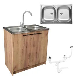 szafka-kuchenna-dab-zloty-80-cm-zlew-2-komorowy-bateria-wysoka-chrom-syfon