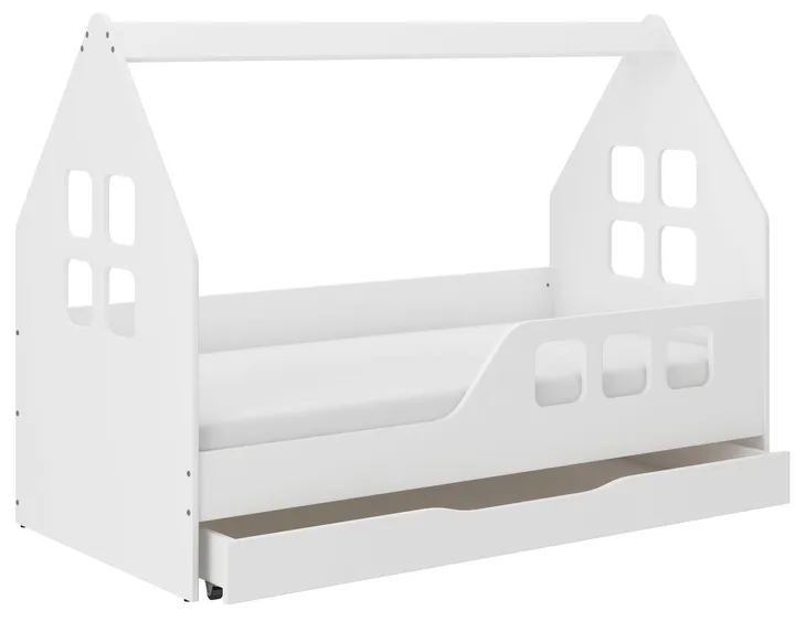 Łóżko dziecięce DOMEK z SZUFLADĄ 160x80 + materac Białe Lub Sonoma