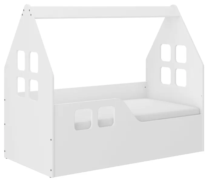 Łóżko dziecięce DOMEK 140x70 + materac + pokrowiec Białe Lub Sonoma