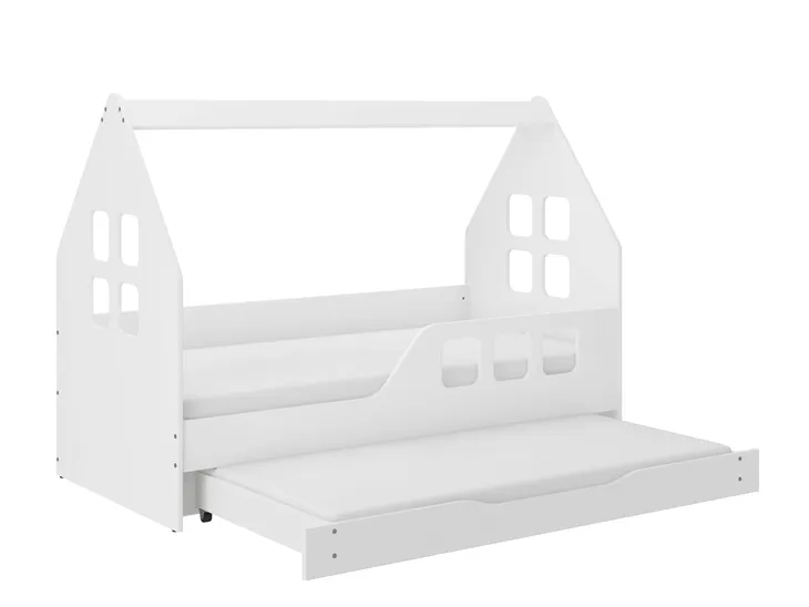 Łóżko dziecięce PODWÓJNE - Domek 160x80 - wysuwane Białe Lub Sonoma