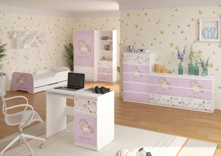 KOMPLET MEBLI ŁóżkoMIKI 140x70 -6 elementów WZORY!