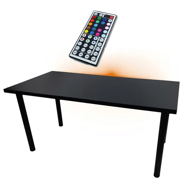 BIURKO GAMINGOWE KOMPUTEROWE CZARNE LED RGB STABILNE Z REGULACJĄ WYSOKOŚCI