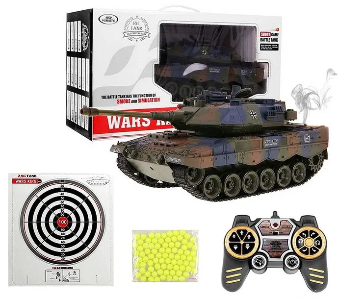Ogromny Czołg Zdalnie Sterowany Leopard Rc 45 CM Z Dymem Strzela Kulkami