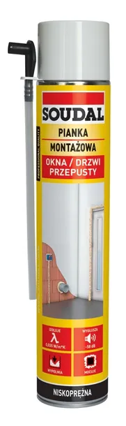 SOUDAL PIANKA PIANA MONTAŻOWA WĘŻYKOWA NISKOPRĘŻNA 750ml YELLOW OKNA DRZWI