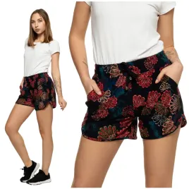 damskie-szorty-gumka-w-pasie-wiazane-luzne-klasyczne-w-kwiatki-moraj-l-xl