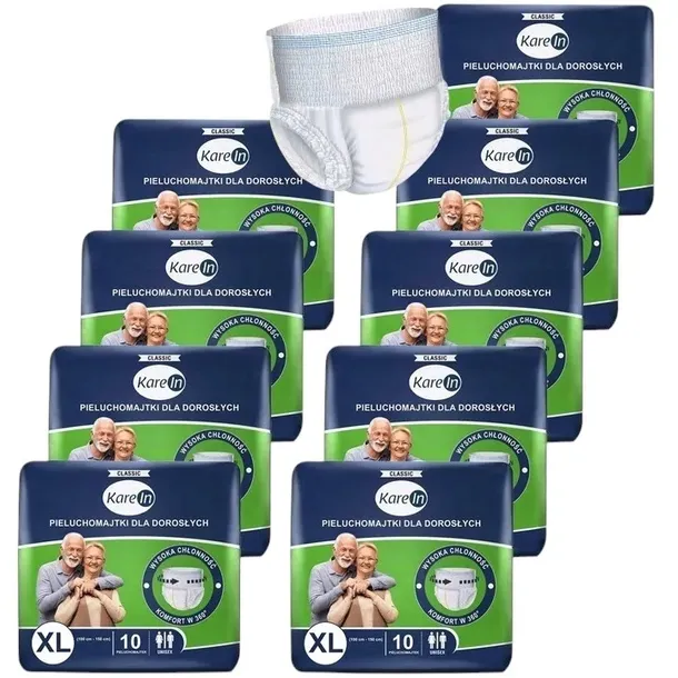 PIELUCHOMAJTKI PAMPERSY DLA DOROSŁYCH KAREIN CLASSIC zestaw 90 SZTUK r.XL