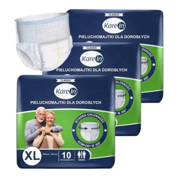 PIELUCHOMAJTKI PAMPERSY DLA DOROSŁYCH KAREIN CLASSIC XL 30 SZTUK