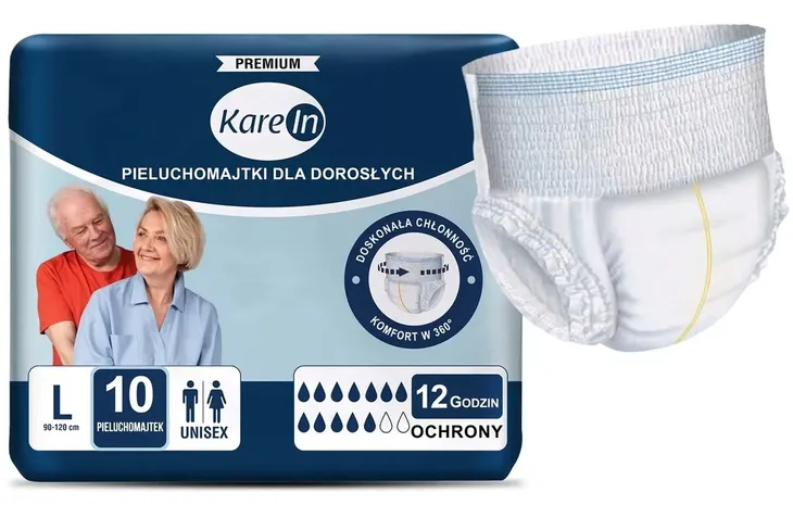 Majtki chłonne pieluchomajtki dla dorosłych pampersy KAREIN PREMIUM L 10szt