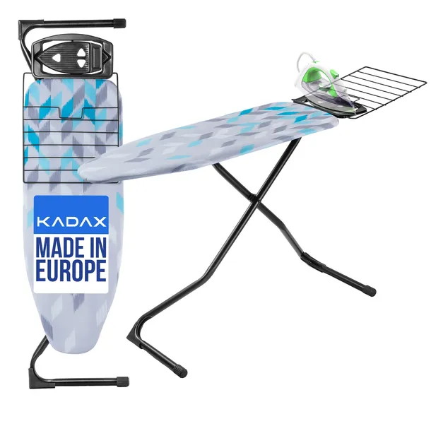 DESKA DO PRASOWANIA 120x42cm Z UCHWYTEM ŻELAZKO SZEROKI BLAT SKŁADANA PÓŁKA