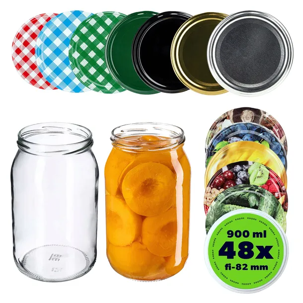 48szt SŁOIK 900 ml SŁOIKI NA PRZETWORY OGÓRKI ZAKRĘTKI WIECZKA 0,9 l FI 82