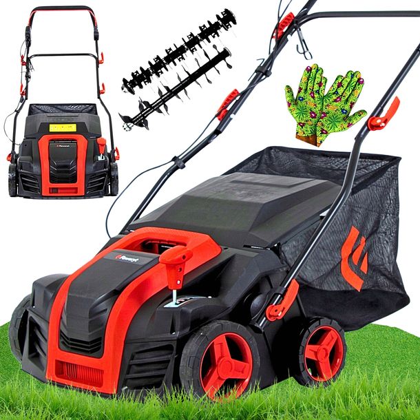 MOCNY AERATOR WERTYKULATOR ELEKTRYCZNY KOSZ 55L 3w1 40cm AREATOR + GRATIS