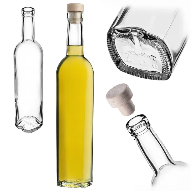 BUTELKA SZKLANA LATARO 500 ml 0,5L NA WINO NALEWKI WÓDKĘ LIKIER Z KORKIEM