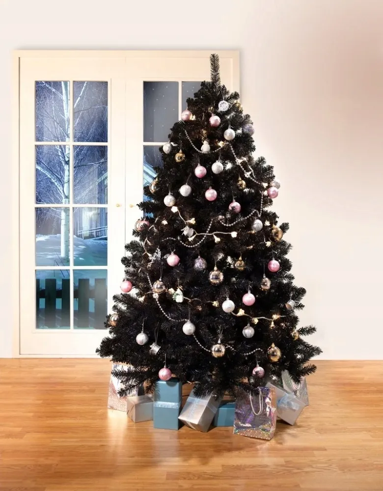 choinka-sztuczna-czarna-200-cm-bardzo-gesta-stojak-stan-nowy