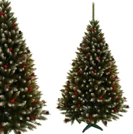choinka-sztuczna-szroniona-swierk-z-jarzebina-gesta-stojak-180cm