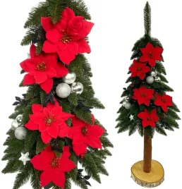 sztuczna-choinka-na-pniu-udekorowana-140-cm-naturalna-choinka-z-ozdobami