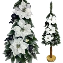 sztuczna-choinka-na-pniu-osniezona-140-cm-choinka-z-ozdobami