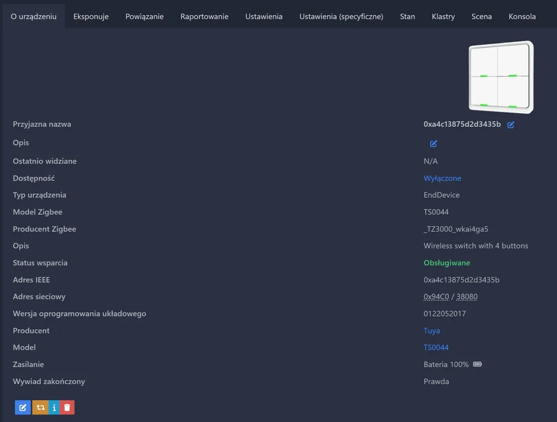 pilot-przycisk-zigbee-4-kanaly-12-scen-do-tuya-home-assistant-zigbee2mqtt-stan-nowy