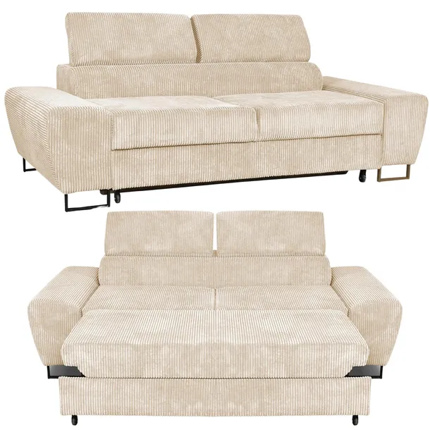 Sofa kanapa Savio salon Family meble beżowy sztruks reg zagłówek