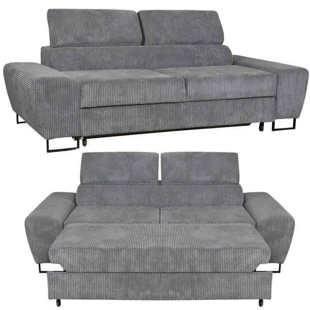 Sofa kanapa Savio salon Family meble szary sztruks reg zagłówek