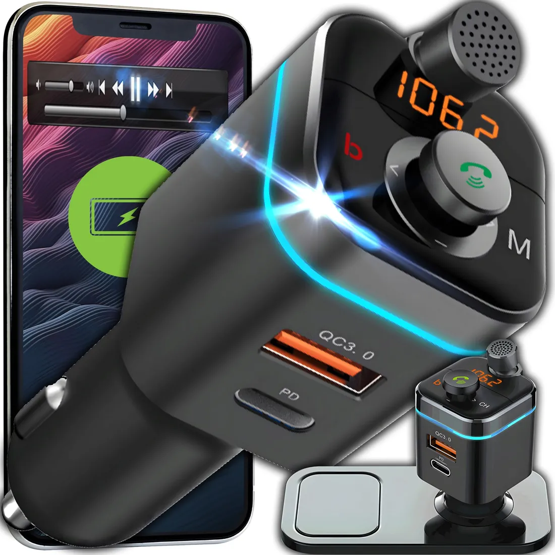 transmiter-fm-bluetooth-ladowarka-mp3-2xusb-sd-lcd-stan-nowy