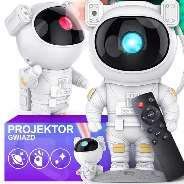 PROJEKTOR GWIAZD ASTRONAUTA LAMPKA NOCNA DLA DZIECI KOSMOS RZUTNIK PILOT