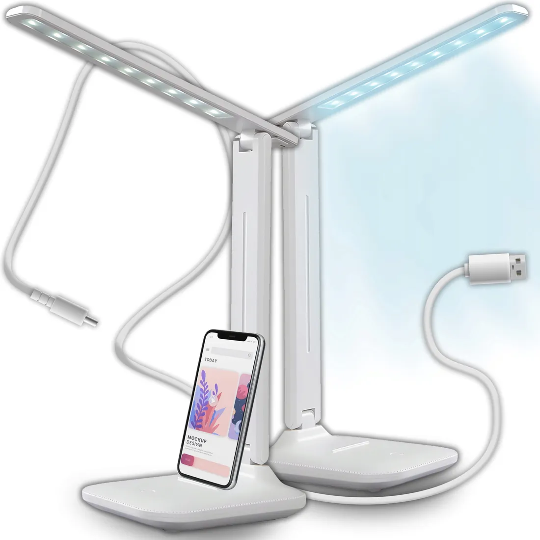 lampka-led-nocna-biurkowa-szkolna-kreslarska-na-biurko-lampa-uchwyt-na-tel-stan-nowy